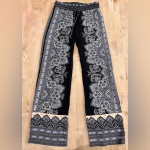 Cynthia Rowley Black and White Paisley Pants
